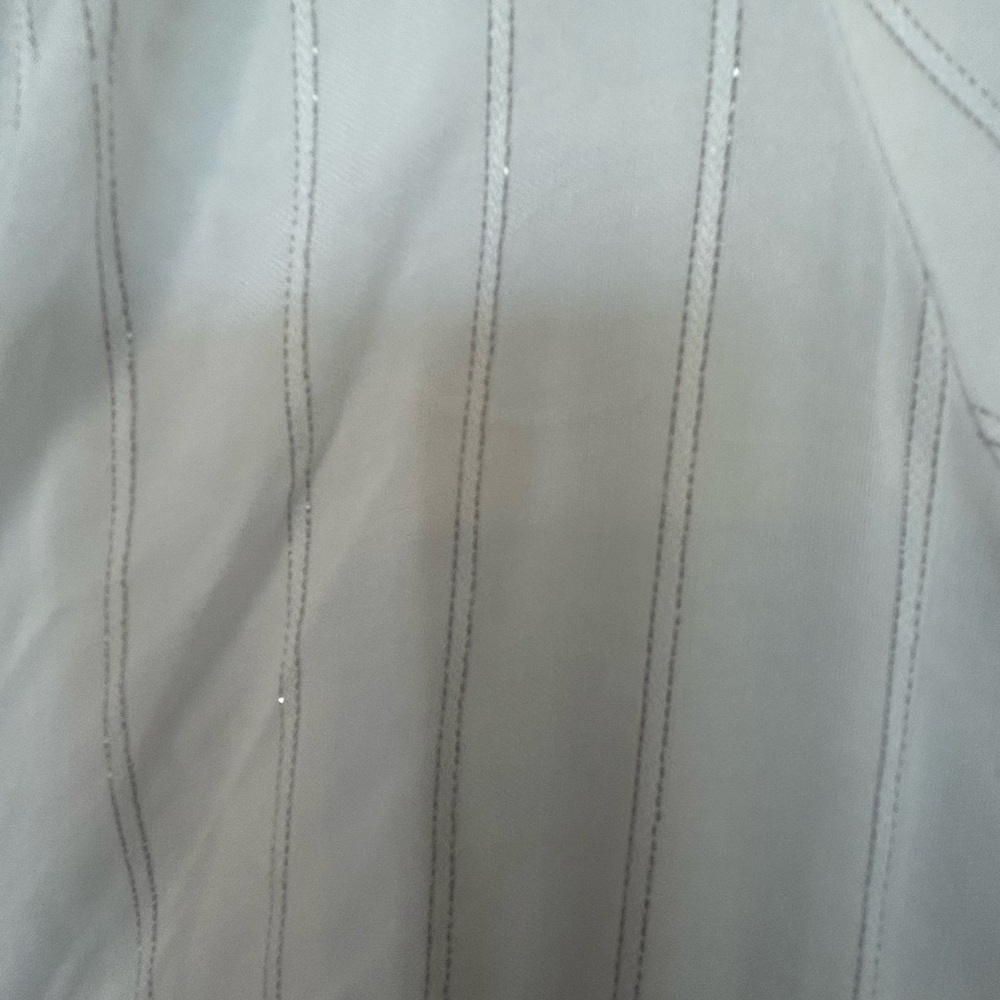 Shore Elegant White and Silver Striped Mini Dress - Picture 4 of 10